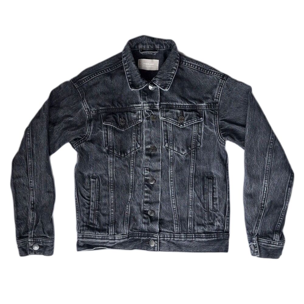 Everlane The Womens Black Gray Denim Jacket XXS Cotton Casual Grunge Normcore